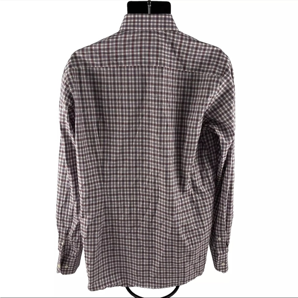 Mens Eton Contemporary Button Up Dress Shirt Sz 16-1/2 Large 42 Wine Blue Plaid - Picture 7 of 7